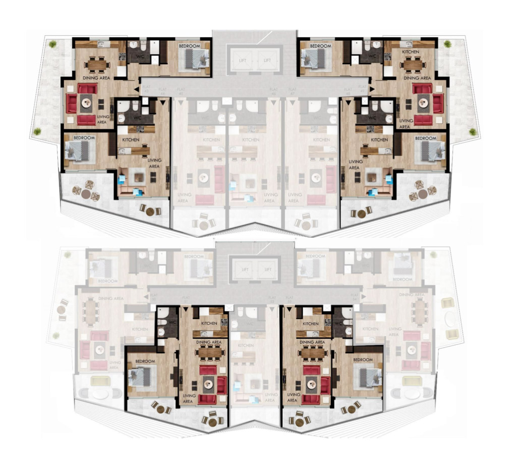 1 bedroom apartments floor 1-15