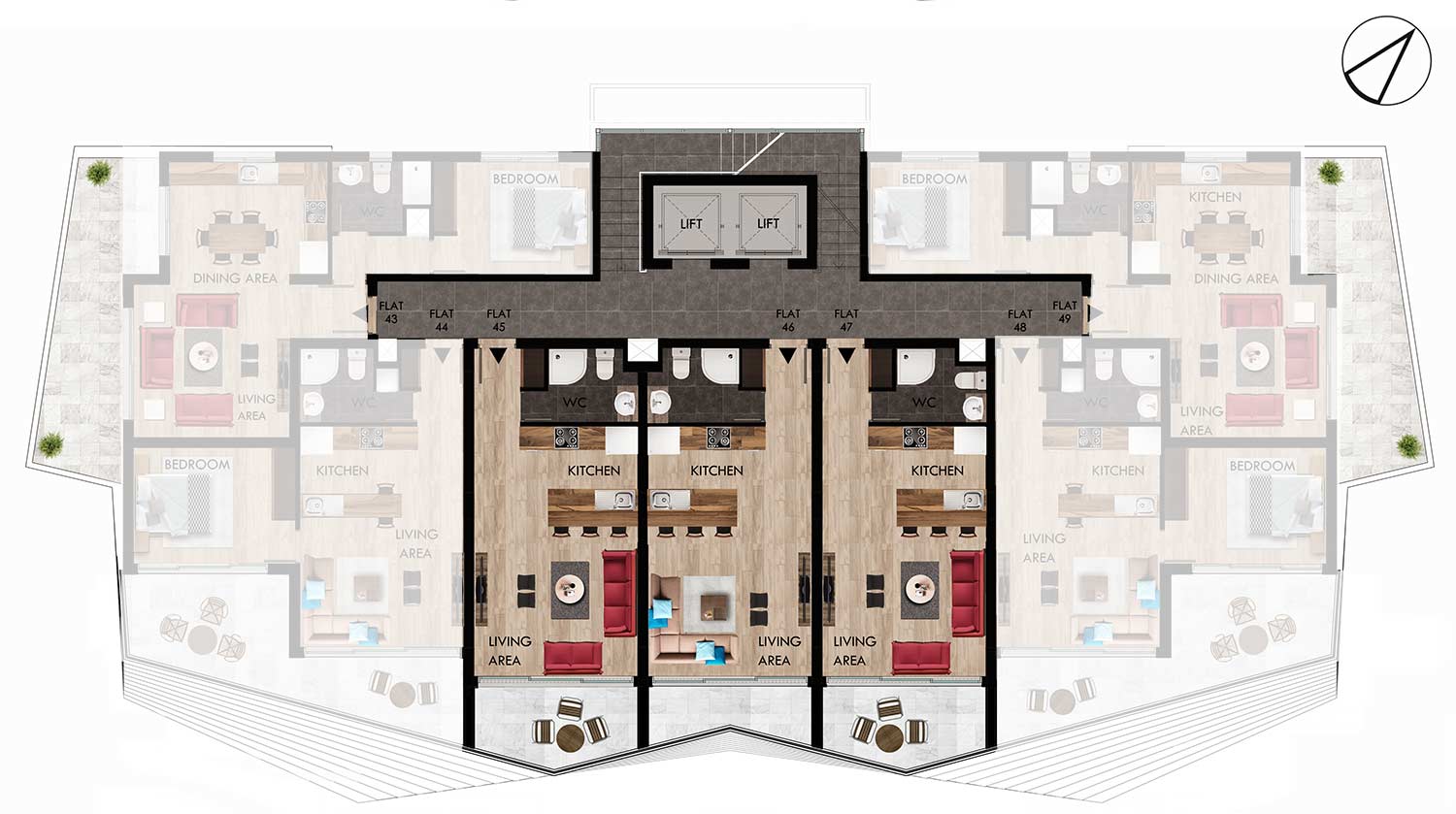 Floor Plan - Studio apartment / floor 1-15