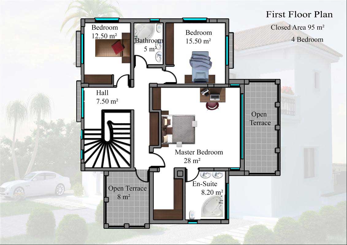 Floor plan - 4 bedroom villa / first floor