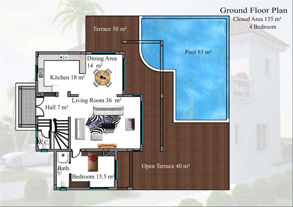Floor plan - 4 bedroom villa / ground floor