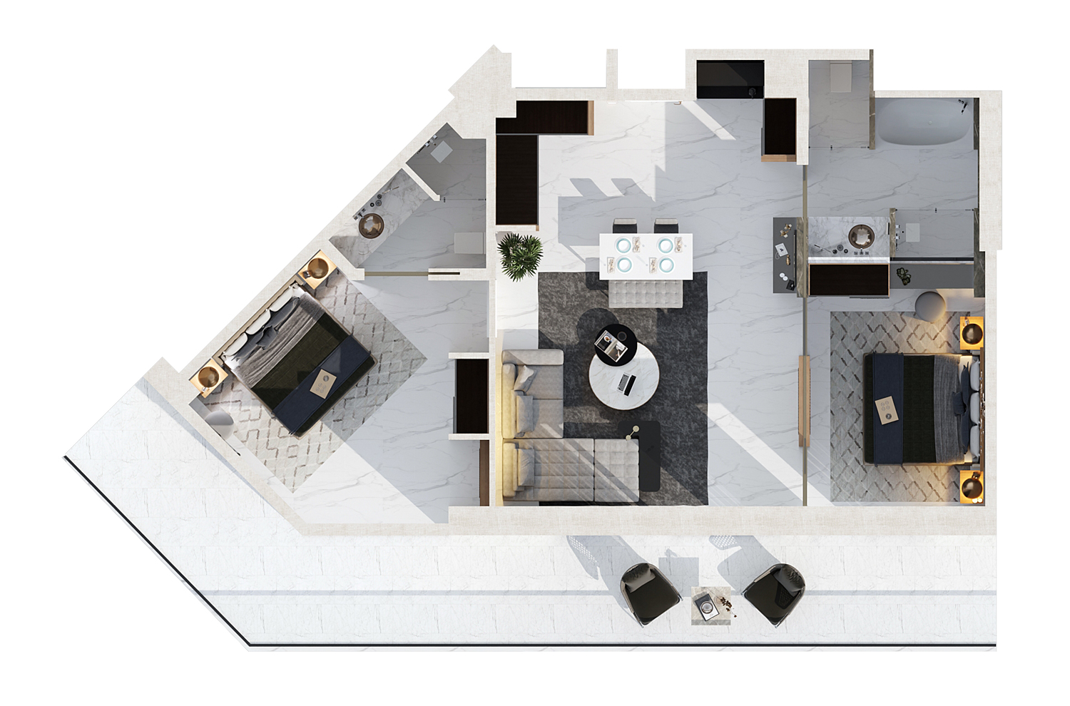 Floor Plan - 2 bedroom apartment / Block A