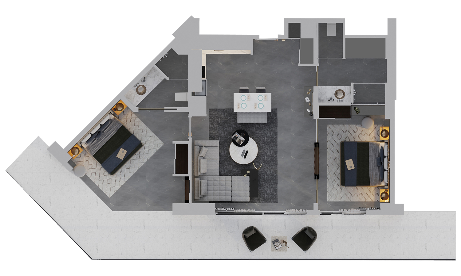 Floor Plan - 2 bedroom apartment / Block B