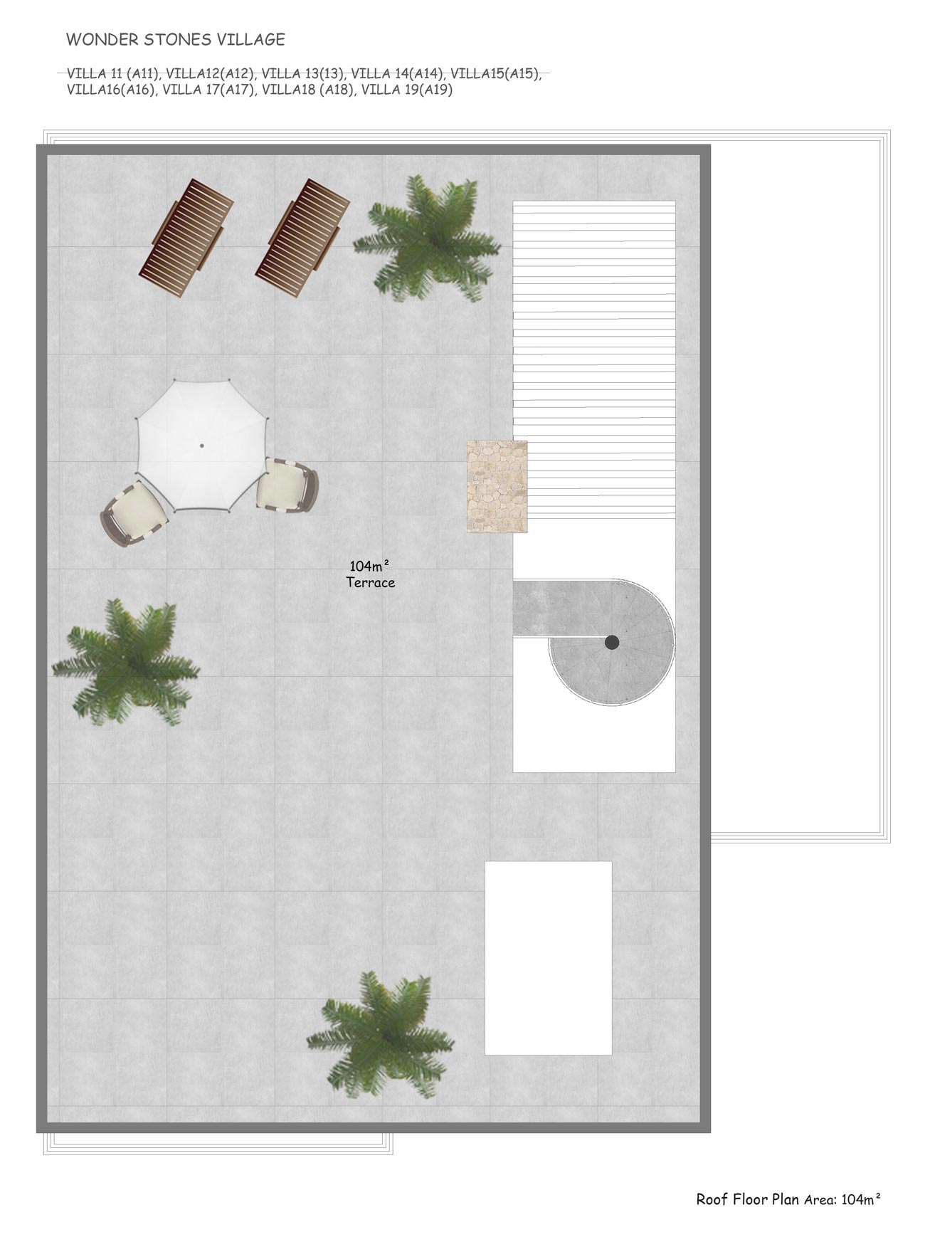 Floor Plan - 3 bedroom villa / roof terrace