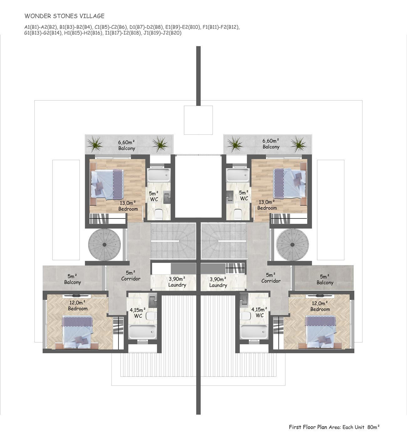 Floor Plan - 3 bedroom twin villa / first floor