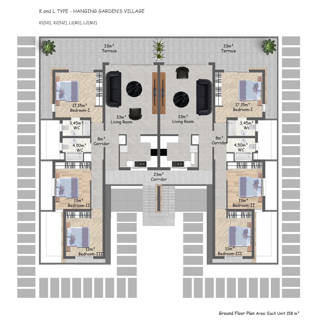 Floor plan - 3 bedroom garden apartment