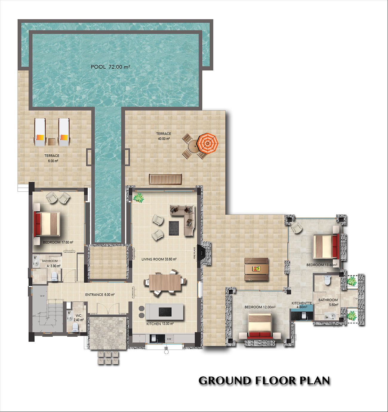 Floor Plan - 5/6 bedroom villa / Ground Floor