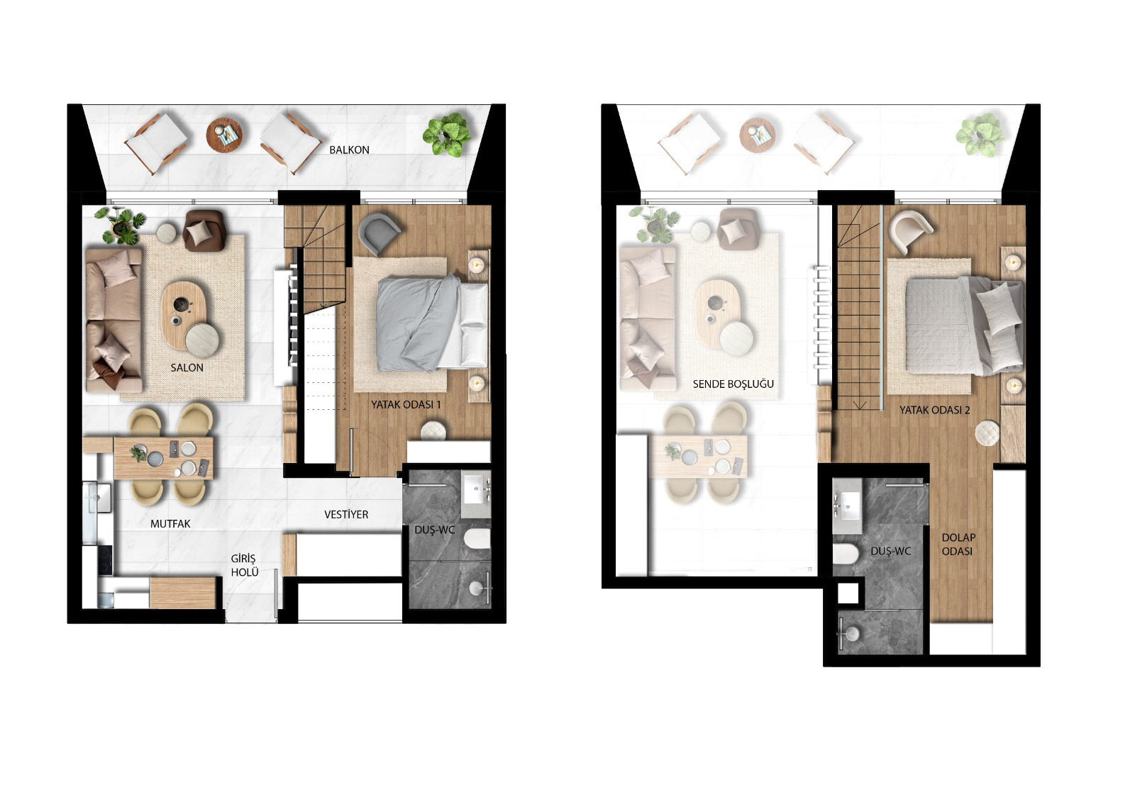 Floor Plan - Two bedroom duplex penthouse